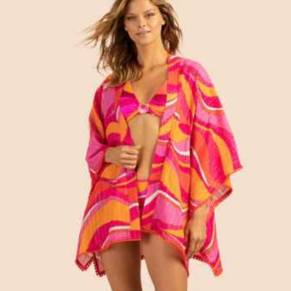 ❤️🧡Trina Turk Vivid Vista OSFM Open Front Kimono 🧡❤️Best of Swim Special🌴